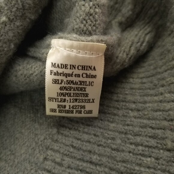 Balloon Sleeve Button Down Polo Sweater Striped Olive Green Womens Plus‎ Size 1X - Picture 4 of 5